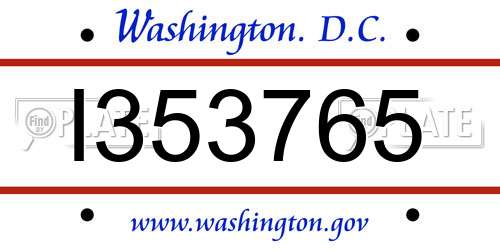 I353765 District Of Columbia License Plate