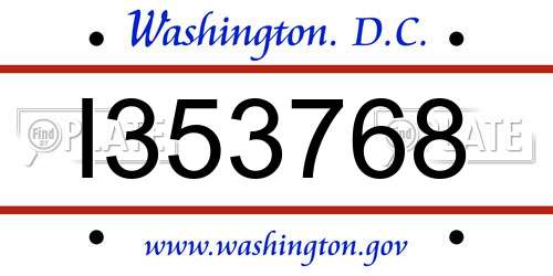 I353768 District Of Columbia License Plate