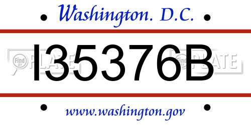 I35376B District Of Columbia License Plate