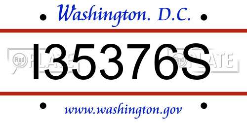 I35376S District Of Columbia License Plate