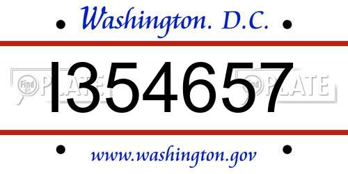I354657 District Of Columbia License Plate