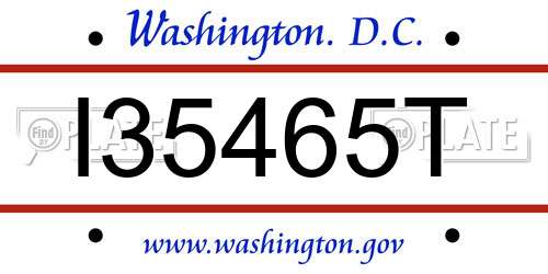 I35465T District Of Columbia License Plate