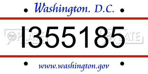 I355185 District Of Columbia License Plate
