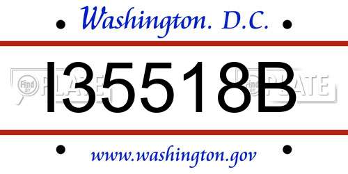 I35518B District Of Columbia License Plate