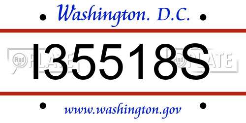 I35518S District Of Columbia License Plate