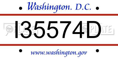 I35574D District Of Columbia License Plate