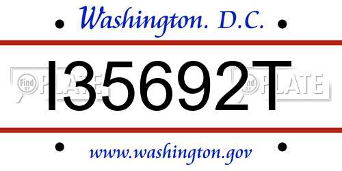 I35692T District Of Columbia License Plate