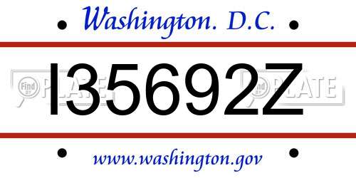 I35692Z District Of Columbia License Plate
