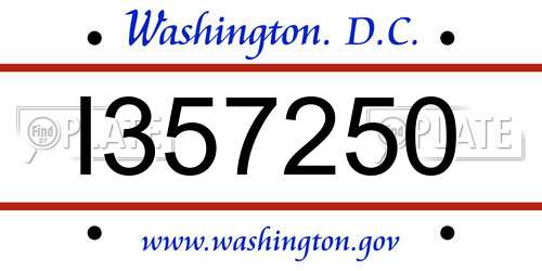 I357250 District Of Columbia License Plate