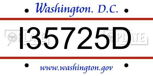 I35725D District Of Columbia License Plate