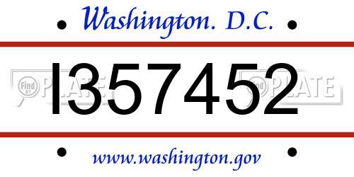 I357452 District Of Columbia License Plate