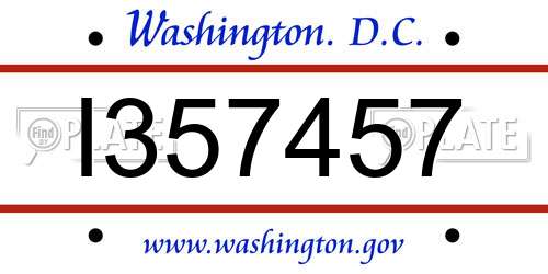 I357457 District Of Columbia License Plate