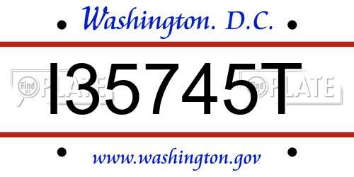 I35745T District Of Columbia License Plate