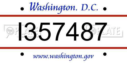 I357487 District Of Columbia License Plate