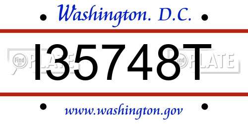 I35748T District Of Columbia License Plate