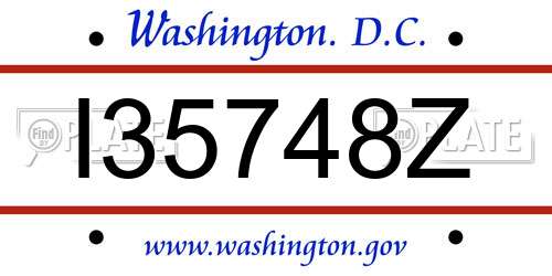 I35748Z District Of Columbia License Plate