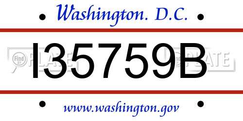 I35759B District Of Columbia License Plate