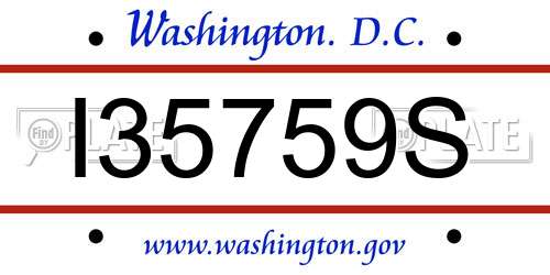 I35759S District Of Columbia License Plate