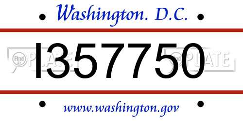 I357750 District Of Columbia License Plate