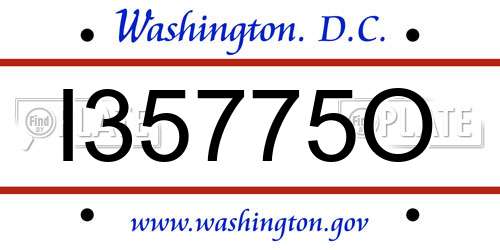 I35775O District Of Columbia License Plate