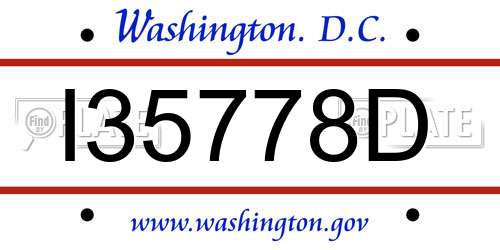 I35778D District Of Columbia License Plate
