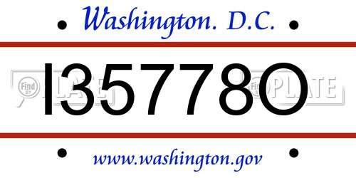 I35778O District Of Columbia License Plate