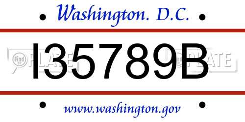 I35789B District Of Columbia License Plate