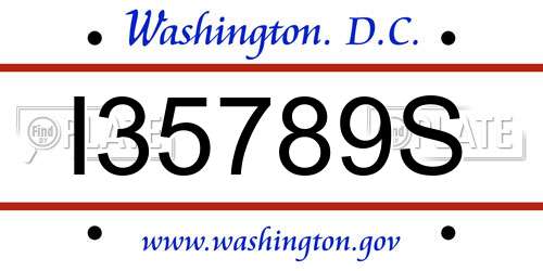 I35789S District Of Columbia License Plate