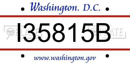I35815B District Of Columbia License Plate