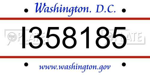 I358185 District Of Columbia License Plate