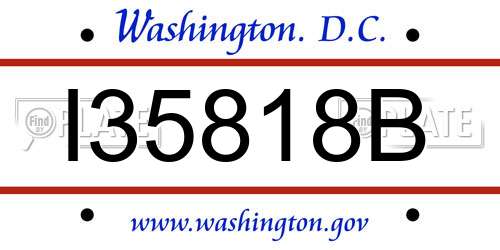I35818B District Of Columbia License Plate