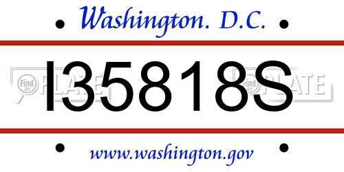 I35818S District Of Columbia License Plate