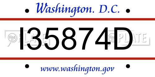 I35874D District Of Columbia License Plate