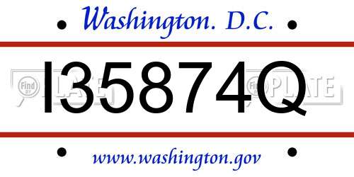 I35874Q District Of Columbia License Plate