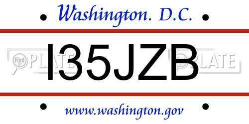 I35JZB District Of Columbia License Plate