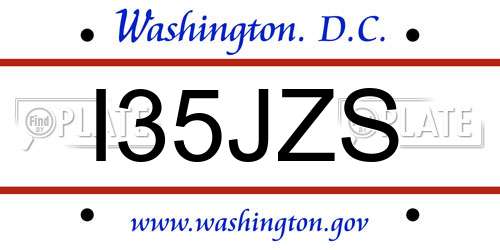 I35JZS District Of Columbia License Plate