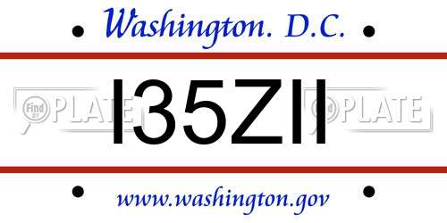 I35ZII District Of Columbia License Plate