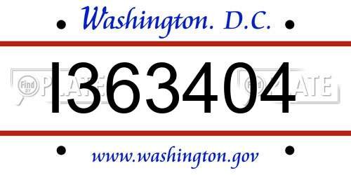 I363404 District Of Columbia License Plate
