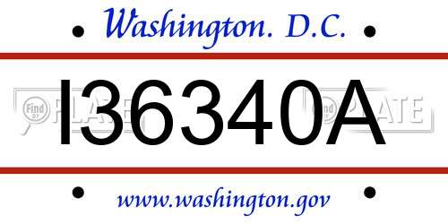 I36340A District Of Columbia License Plate