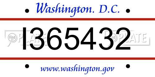 I365432 District Of Columbia License Plate
