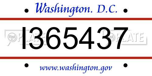 I365437 District Of Columbia License Plate