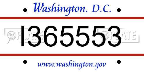 I365553 District Of Columbia License Plate