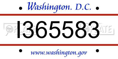 I365583 District Of Columbia License Plate
