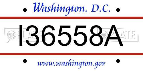 I36558A District Of Columbia License Plate