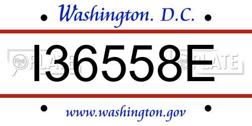 I36558E District Of Columbia License Plate