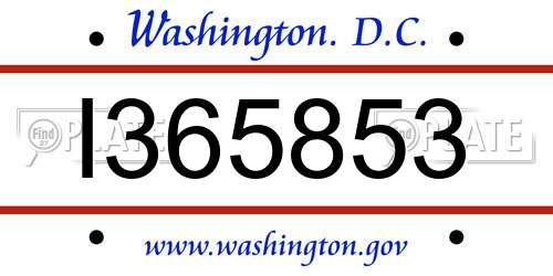 I365853 District Of Columbia License Plate