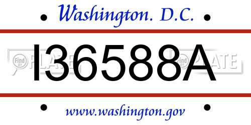 I36588A District Of Columbia License Plate