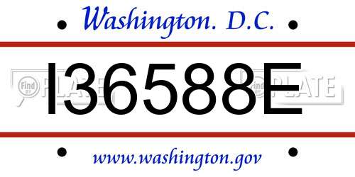 I36588E District Of Columbia License Plate