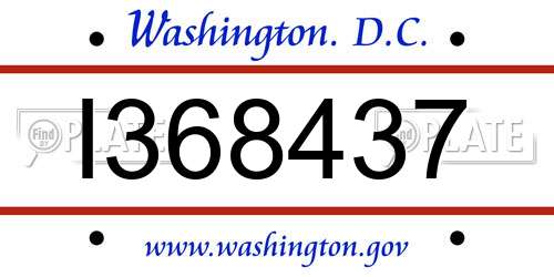 I368437 District Of Columbia License Plate