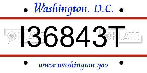 I36843T District Of Columbia License Plate